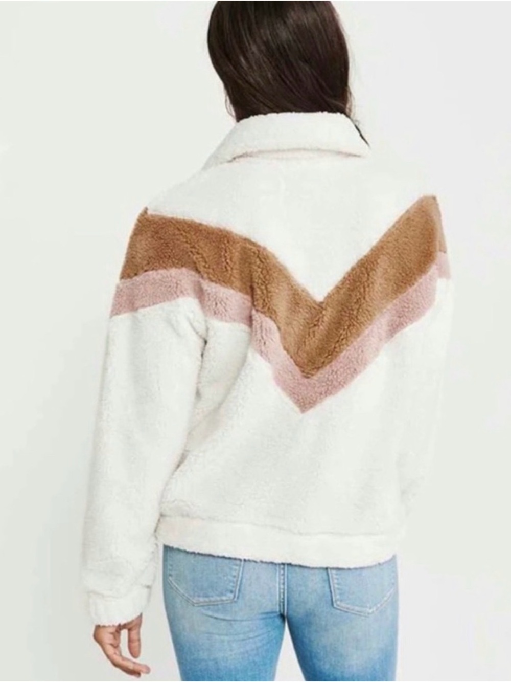 Abercrombie Chevron Sherpa Pullover Half Zip Sz Small (a1) - Picture 3 of 5